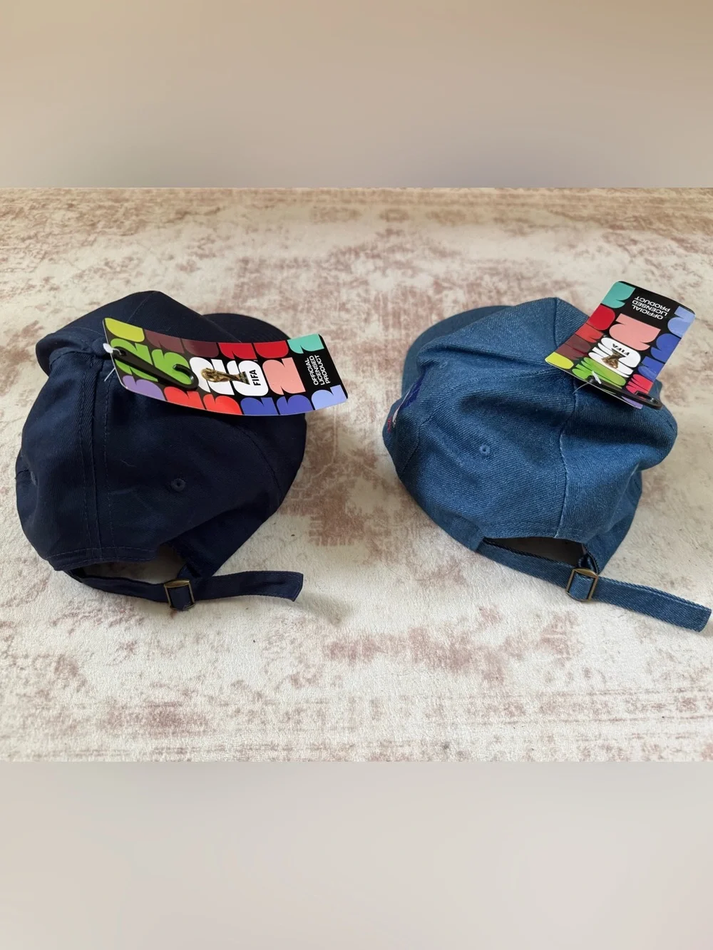 Bundle of 2 USA Official FIFA World Cup Baseball Hats - Navy and Denim NWT